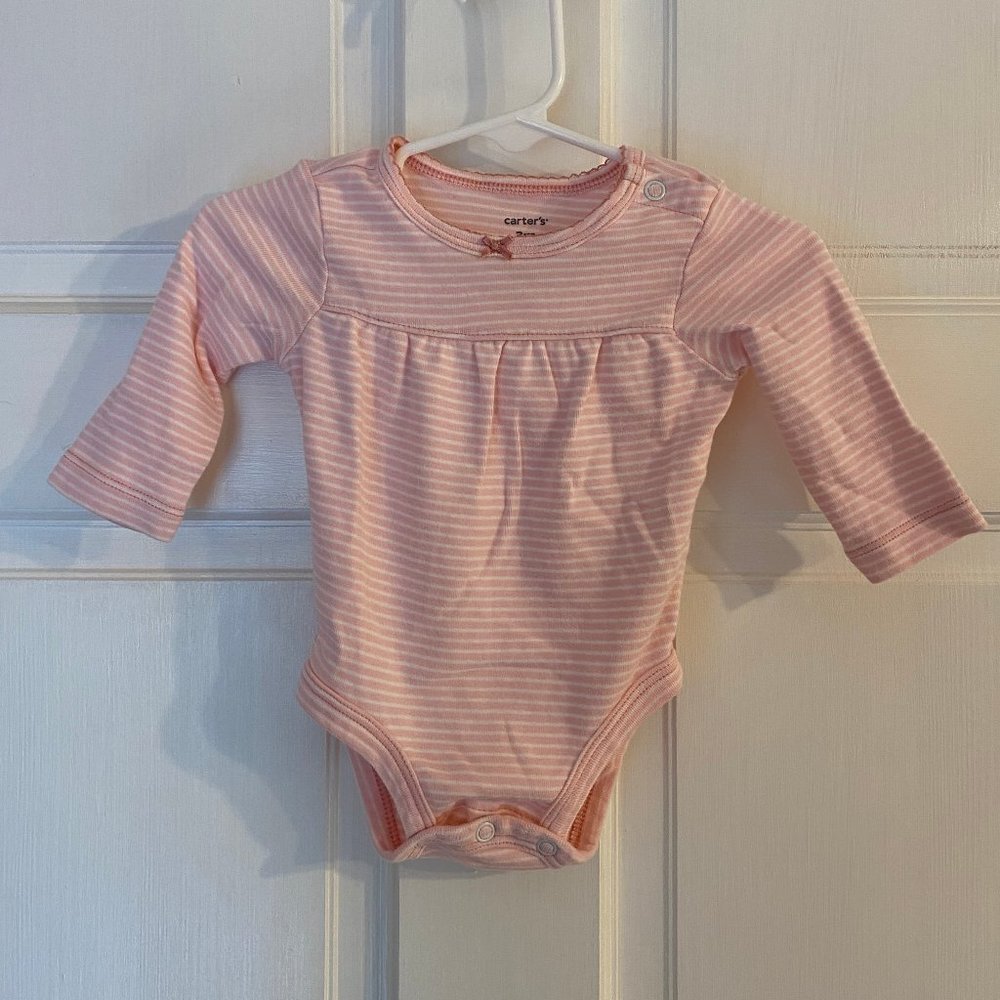 L/S Pink Striped Onesie